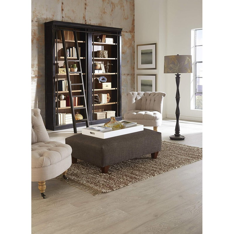 Sawyers 94" H x 80" W Standard Bookcase, Aged Black, 2 Bookcases/1 Ladder