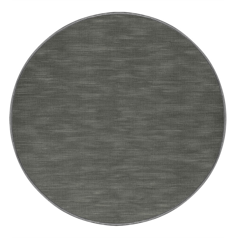 Machine Washable Solid Brown Area Rug, Round 4'