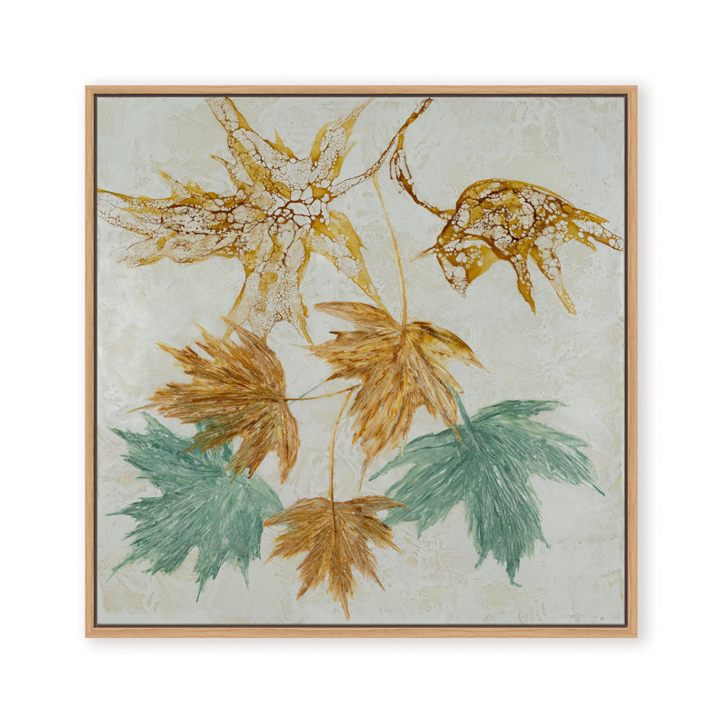 Nature Inspired "Lustrous Foliage" Canvas Wall Art By , 20" H x 20" W x 2.375" D, Framed Canvas, Beige
