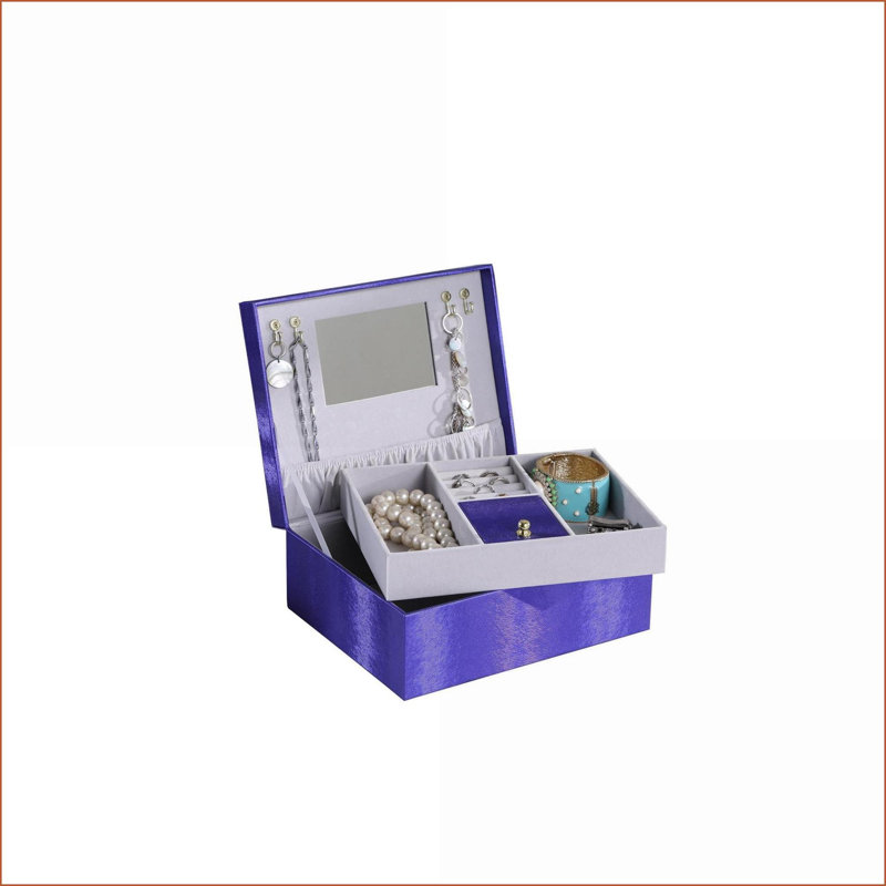 Étui à bijoux, long simili cuir bleu azur 9,8 po | bleu azur | similicuir