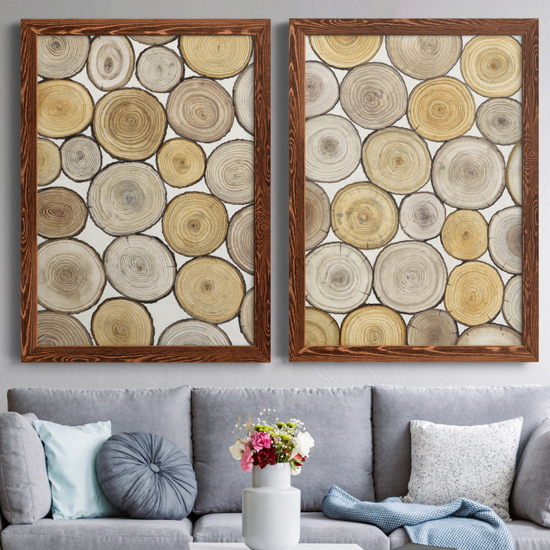 Tree Ring Study I - ensemble de 2 impressions encadrées, H 43,5 po x l 31,5 po x P 1 po, Toile encadrée érable