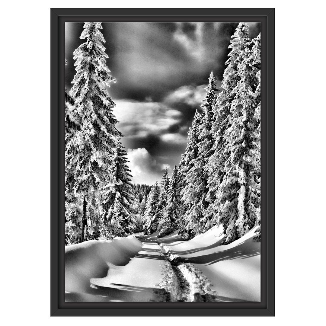 Gerahmtes Wandbild Winterlandschaft Bäume