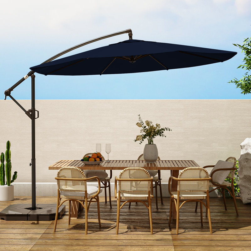10' Octagon Cantilever Umbrella with Weighted Base, Navy