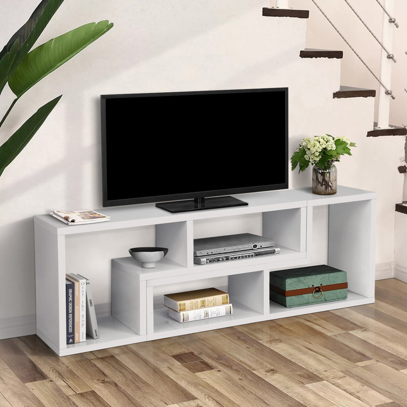 Adamsville Geometric Bookcase, 22" H x 47.25" W, White