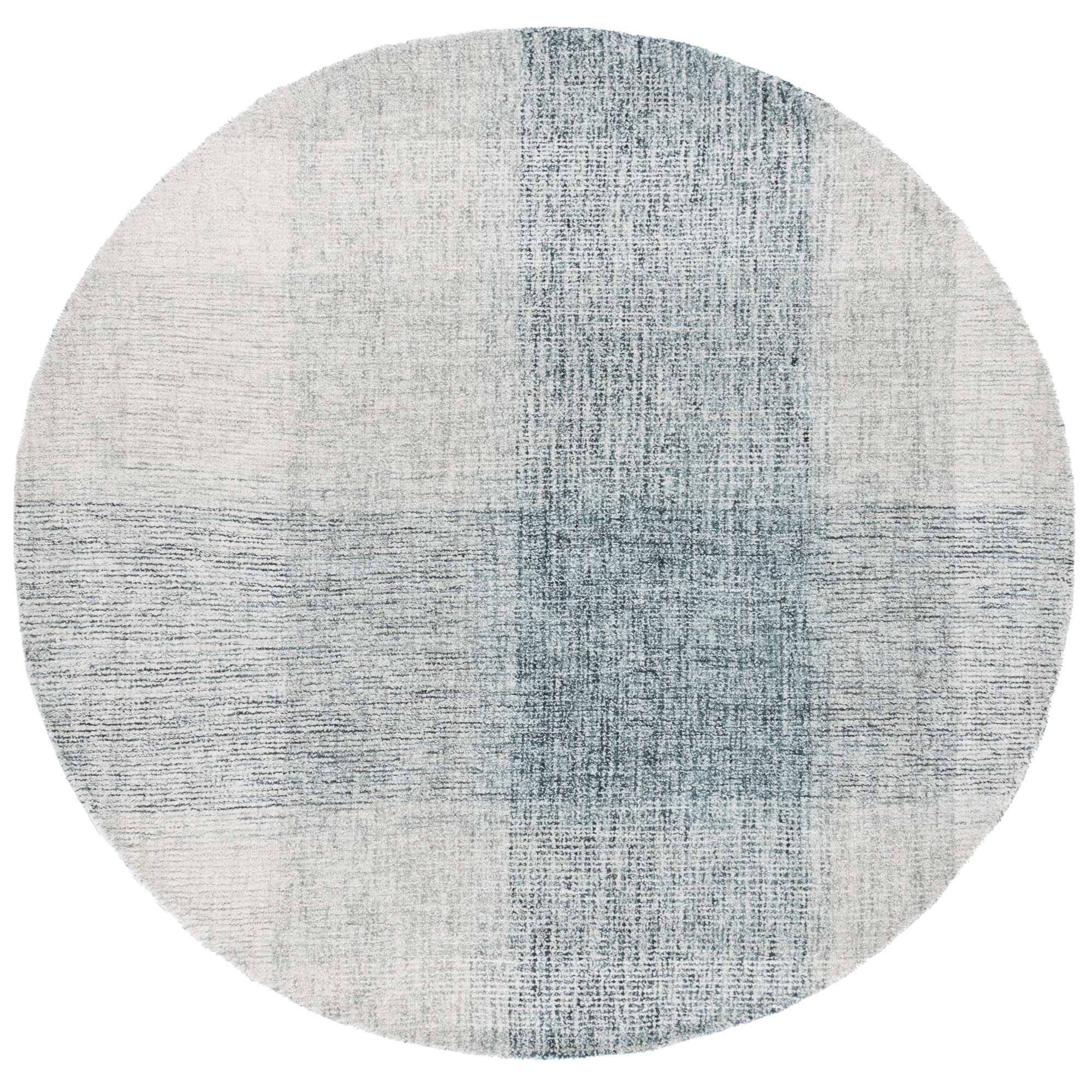 Metro 461 Hand Tufted Wool/Cotton Geometric Rug in Gray/Blue, Round 6'
