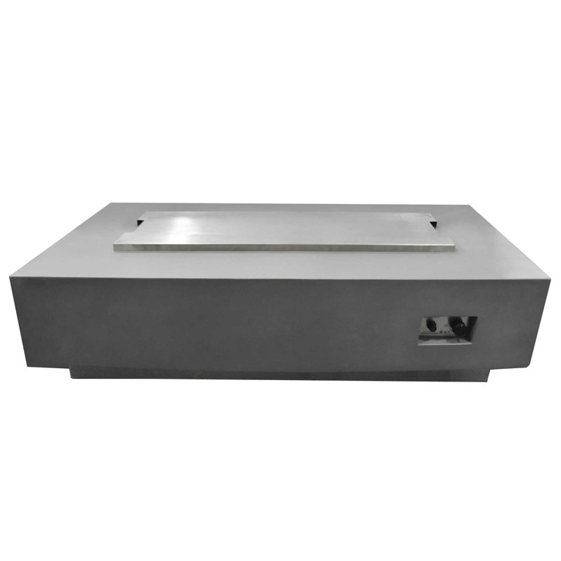 Granville Elementi 60" Rectangular Outdoor Concrete Fire Pit Table with Lava Rocks and Cover, Propane
