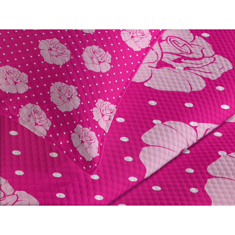 Queen Pink Quilted Bedspread Set with Pillow Shams