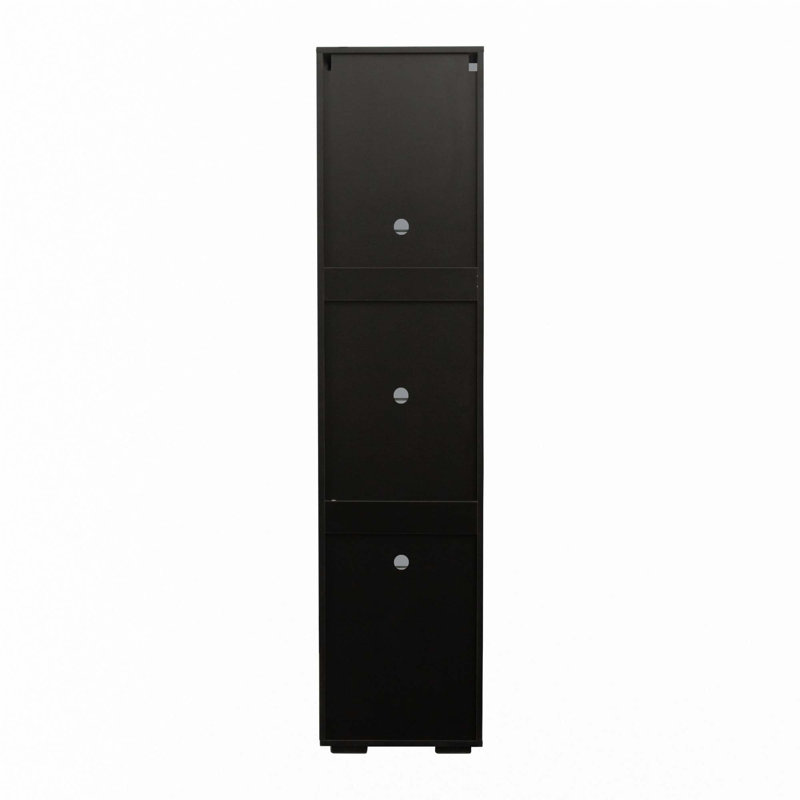Side Cabinet With Aluminum Strip Lamp,With Large Storage Space, Black