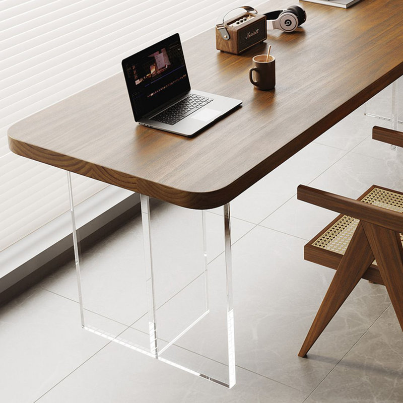 Bureau moderne et simple en bois massif avec pieds en acrylique, H 29,53 po x l 55,12 po x P 23,62 po