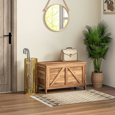 19" Farmhouse Storage Chest Organizer, Brown Oak