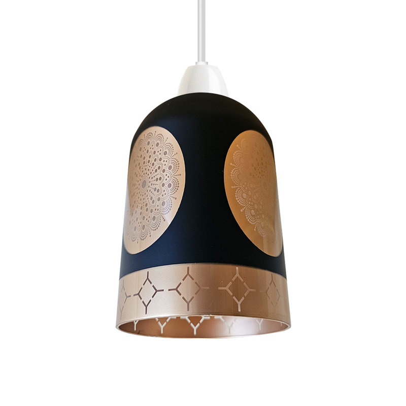17cm H Glass Lamp Shade ( Screw On ) in Black And Gold