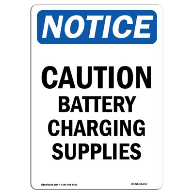 Caution Battery Charging Supplies Sign