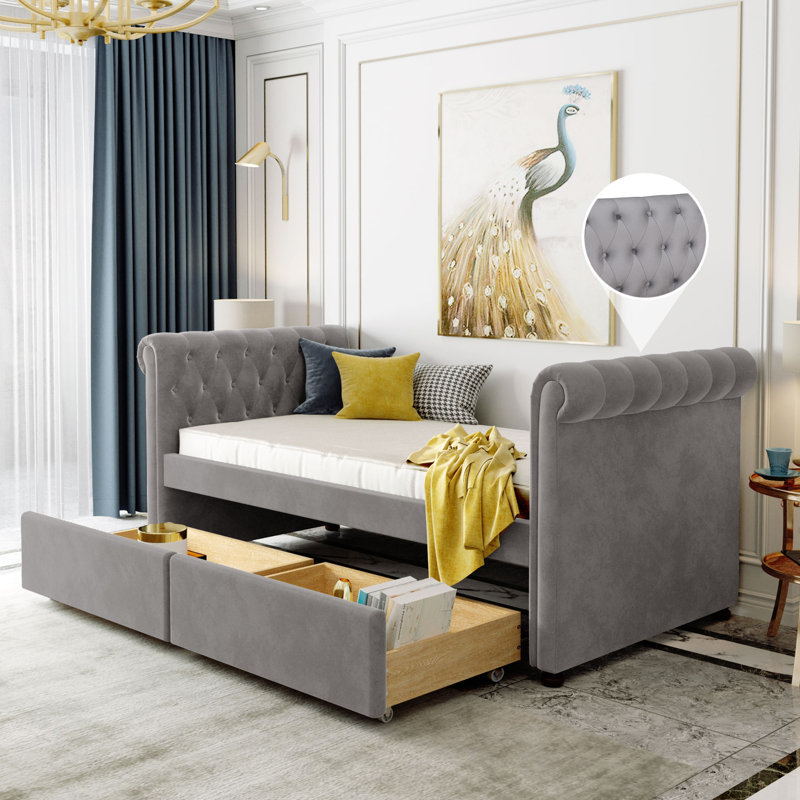 Jimel Upholstered Daybed, Gray