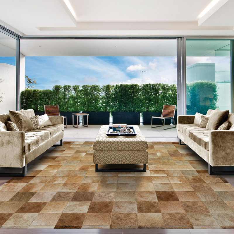 Ares Cowhide Geometric Area Rug, Rectangle 10' x 14'