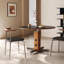 Noir / brun noyer + argent rond + pierre frittée + bois massif + bois manufacturé + table de salle à manger en acier inoxydable-15366536