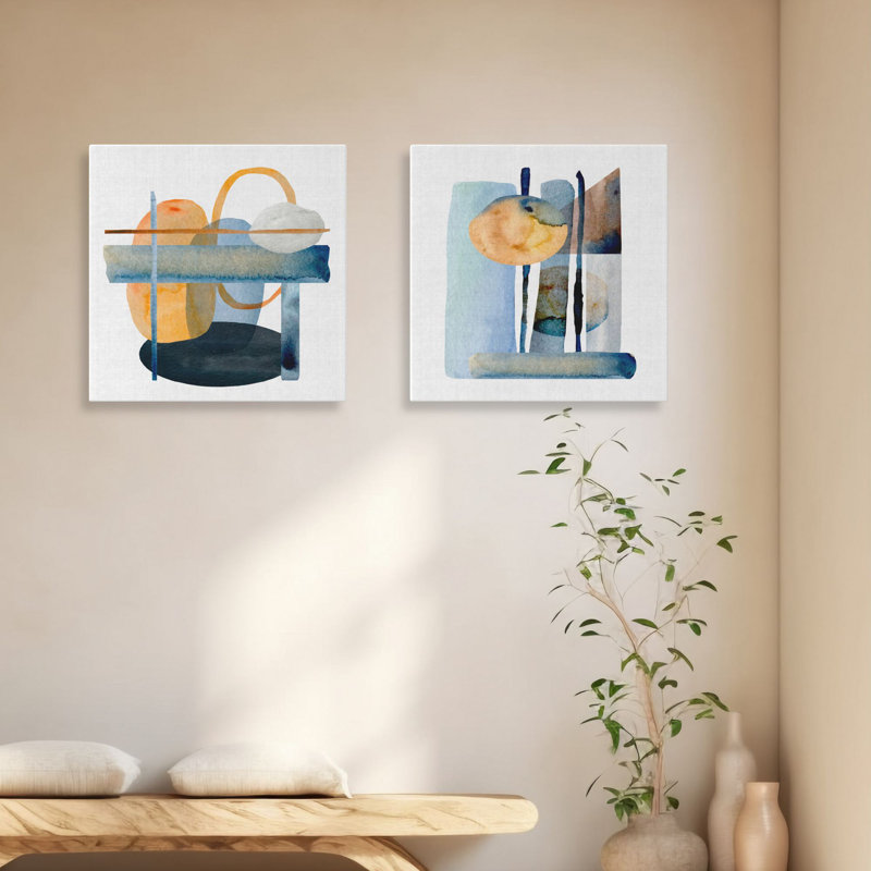 Stylish Decorative Canvas Paintings (2 Pieces), 12 x 12 Inches | 100% Canvas with 100% Wooden Frame | Perfect for Living Room, Bedroom, or Office Decor, Adds Elegance and Modern Touch to Any Space