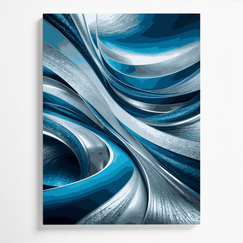 «Abstract Landscape 23», art mural sur toile bleue, H 14 po x l 11 po