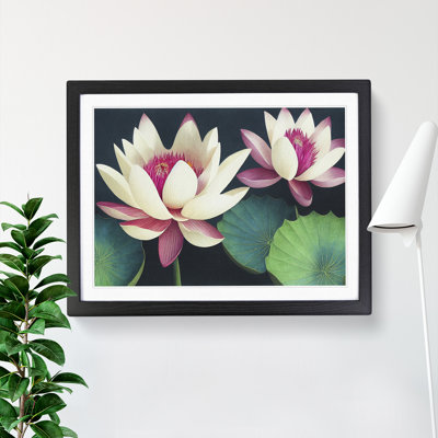 Watercolour Lotus Flowers 1 Piece Single Picture Frame Wall Art