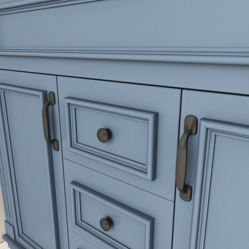 Ensemble de meuble-lavabo autoportant 36 po avec comptoir en céramique et armoire à pharmacie 36 po, Bleu