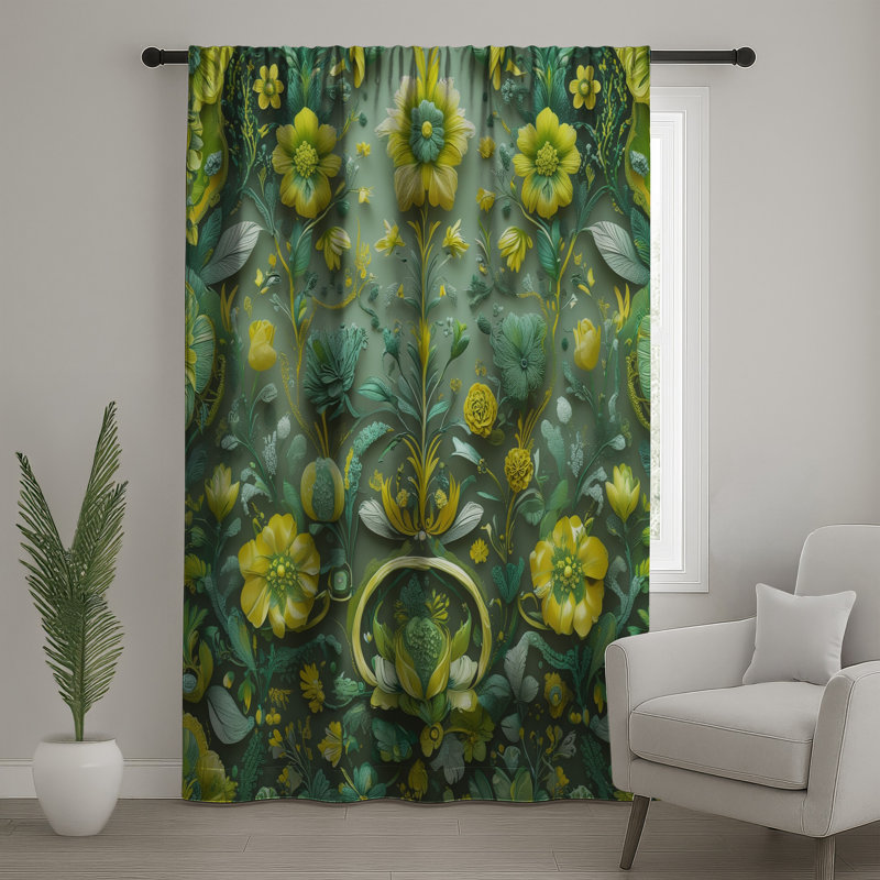 Rideaux de fenêtre à motif floral complexes, voilages et voilages à motif floral - 1 panneau, 50" x 80" - 1 Panel, Blockout