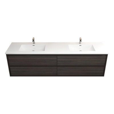 Meuble-lavabo mural double l 83 po x P 19,6 po x H 21,75 po Yacoubou