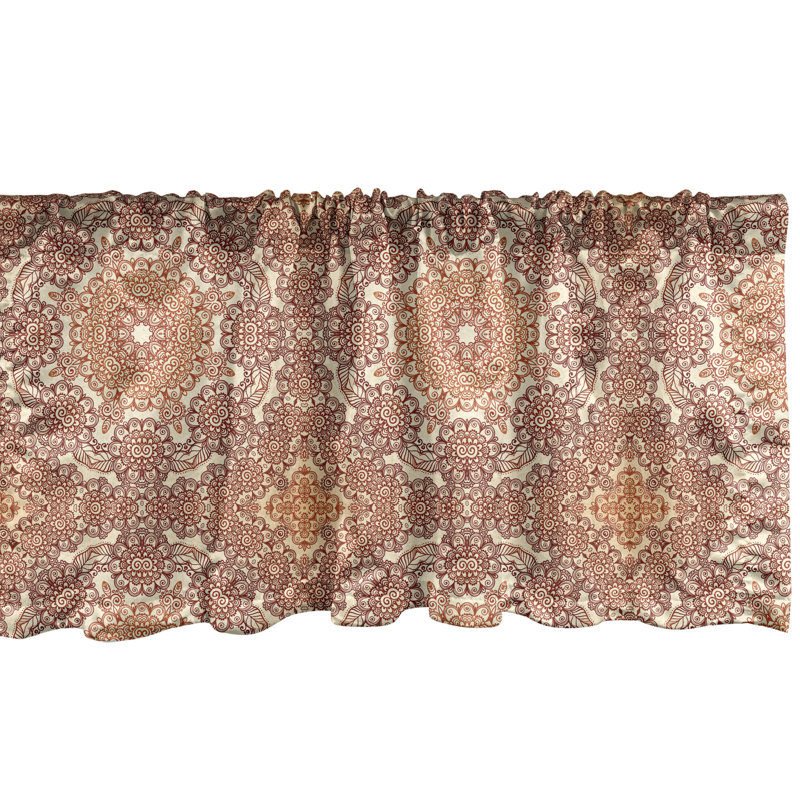 Ambesonne African Valance Pack of 2 Native Culture 54" Ruby Peach Black, 54" W x 12" L