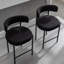 Tabouret de bar rembourré 30 po à dossier bas incurvé et structure en métal-655875536-655875539