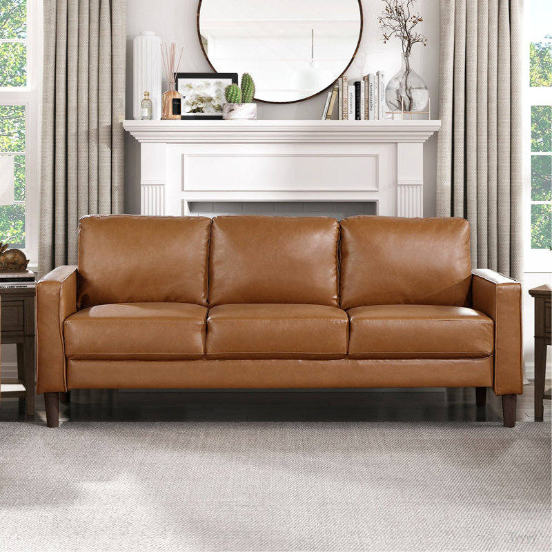 Chaise longue moderne en similicuir brun
