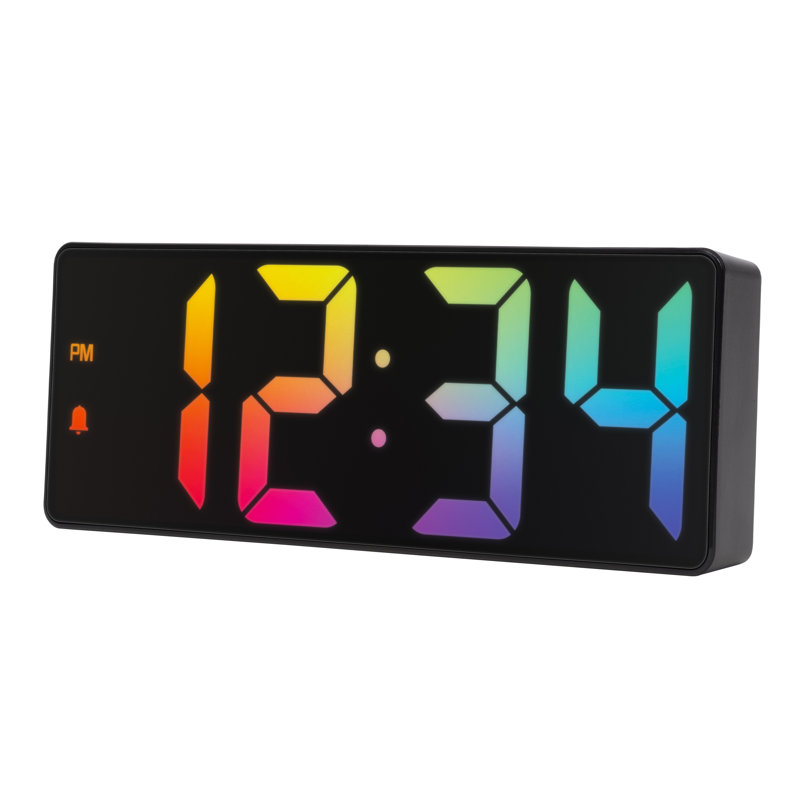 Gradient Digital Electric Tabletop Clock with Alarm Black