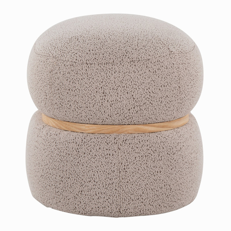 Repose-pieds contemporain en tissu beige et bois naturel, Beige