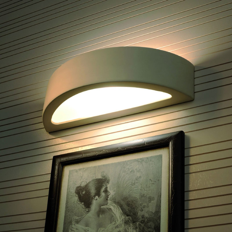 Anberlyn Ceramic Wall Sconce, White, 15cm H x 38cm Wx 9cm D