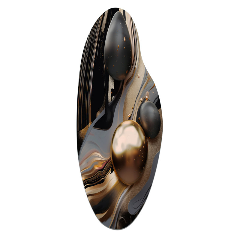 Décoration murale en métal doré et noir, H 38 po x l 15 po x P 1 po