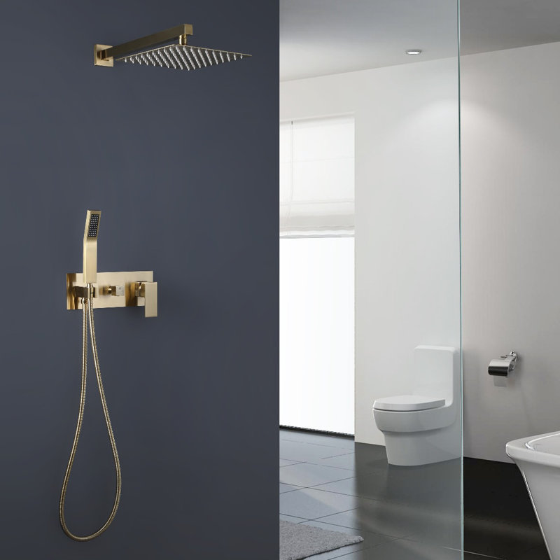 Système de douche complet avec valve brute, Or brossé