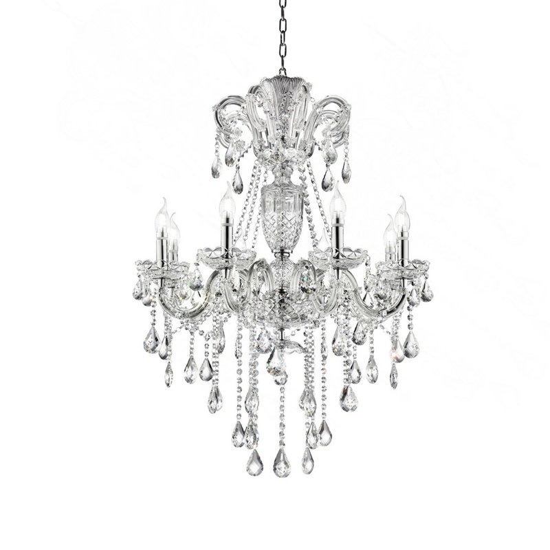 Crystal LED Chandelier 37" In Eilish Silver 8-Light