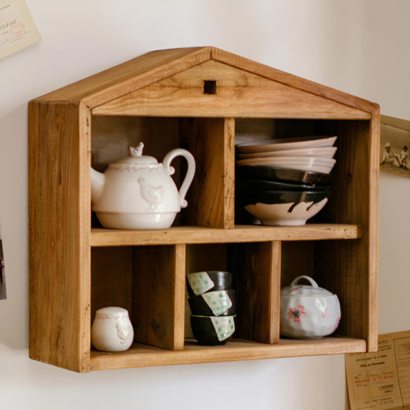 Rustic Solid Wood Wall Shelf