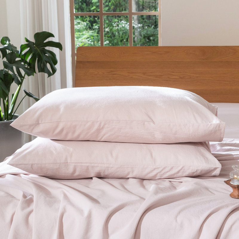 Fermeture de l'enveloppe des taies d'oreiller MooMee, Standard (20 po x 26 po), Rose grisâtre