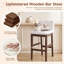 Tabouret de bar en bois massif avec dossier en lin-413452494