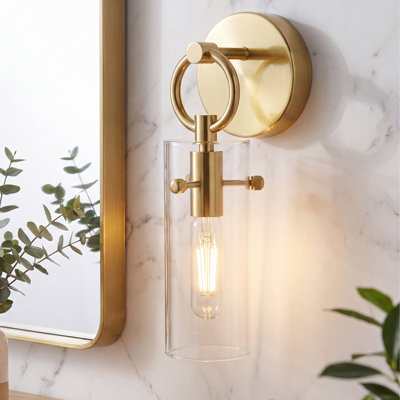 Modern 2-Pack Wall Sconces, Clear Glass Cylinder Shade, Hardwired Wall Lights for Bathroom, Bedroom and Hallway