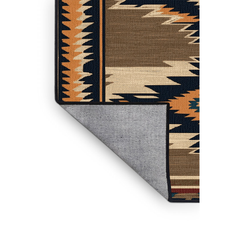 Washable Wagon Wheel Southwestern Area Rug, Runner 2' x 4'