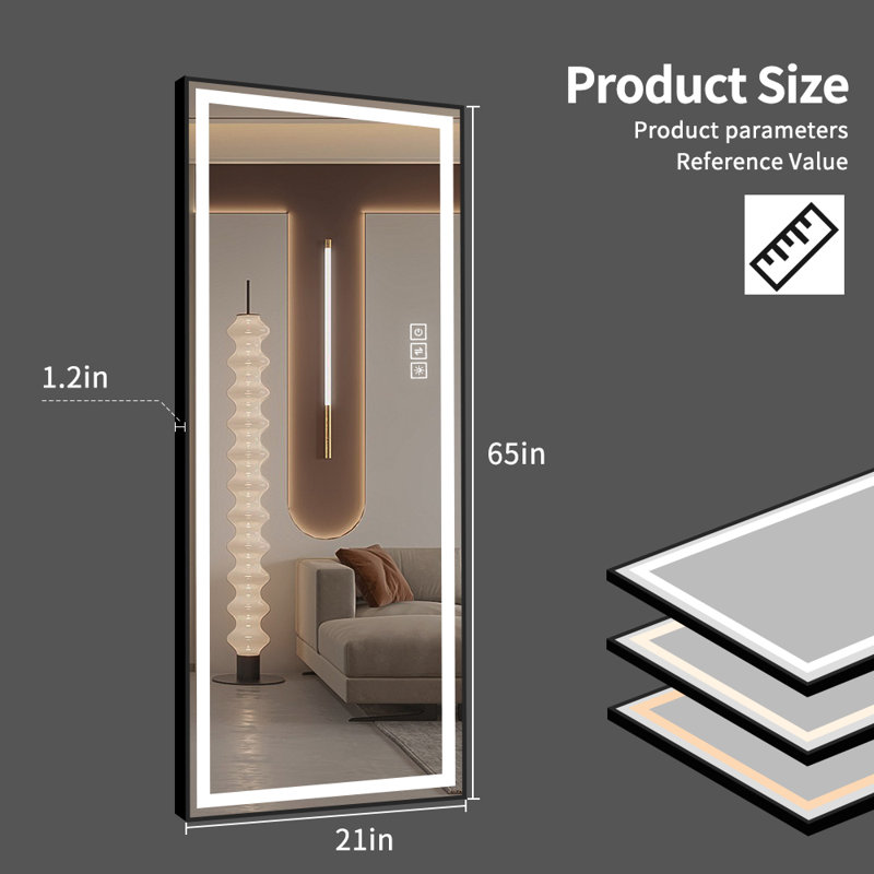 Chardey Metal Flat LED Mirror, 65" x 21"