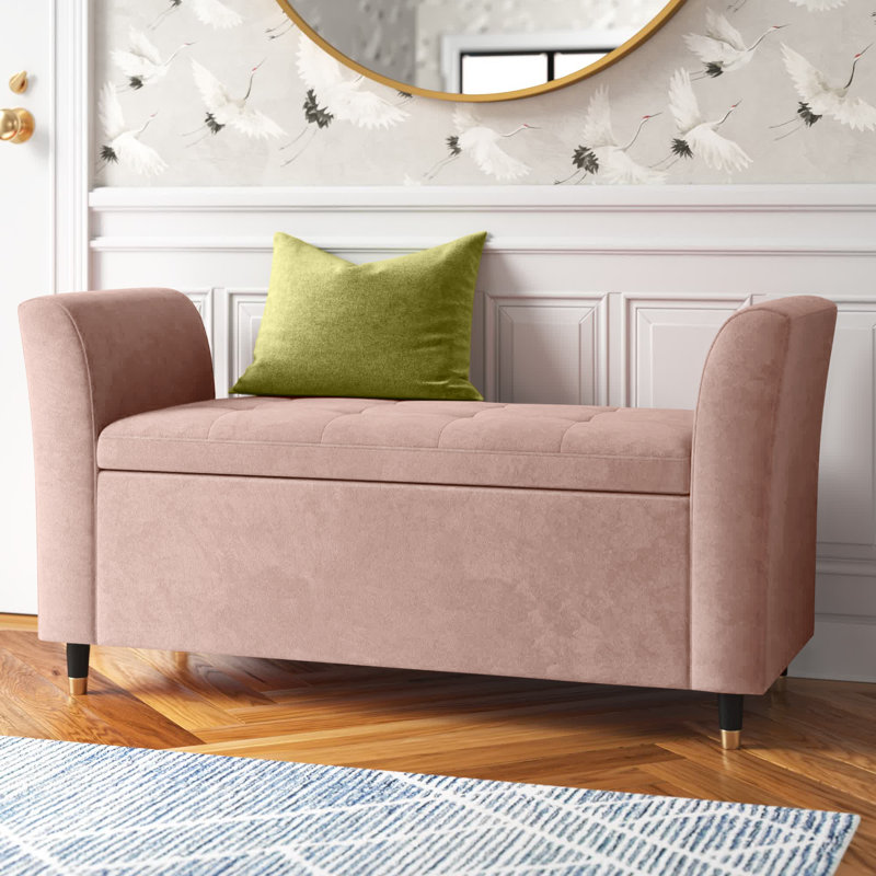 Abbingt Upholstered Storage Bench, Blush Pink