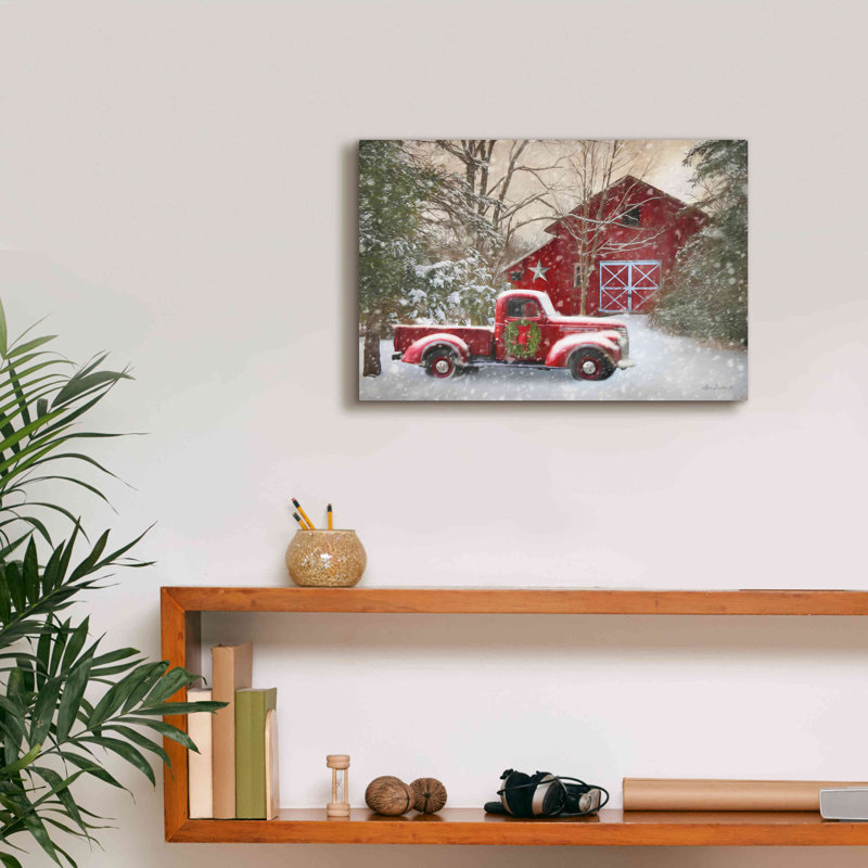 The Holiday Aisle® «Isolé grange avec camion» par Lori Deiter, H 12 po x l 18 po x P 0,75 po