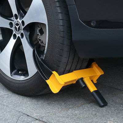 Wheel Lock, Universal Wheel Clamp Lock, Adjustable Anti Theft Trailer Lock Wheel Clamp, Heavy-duty Steel Tire Lock for ATV RV SUV Car Golf Cart Boats Motorcycles, with 6 Keys