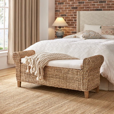 Anesty Upholstered Flip Top Storage Bench with Solid Wood Legs and Segmented Pockets