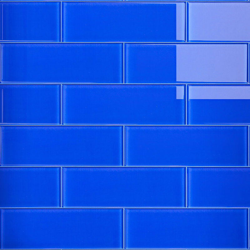 Crystile 4" x 12" Glass Mosaic Subway Tile, Blue