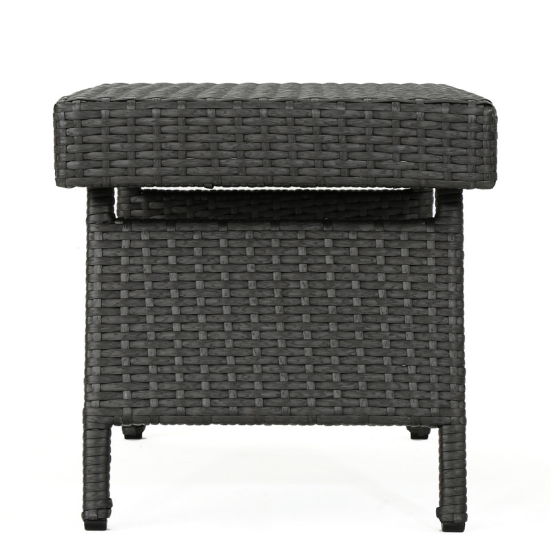 Table de collation grise pe et cadre en fer, 16 po x 24 po x 15,75 po, sans assemblage pour table de style bord de mer, et fabrication, utilisation requise