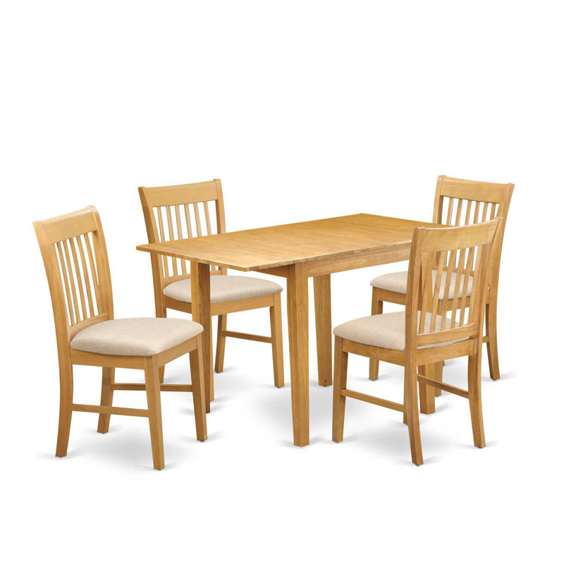 Ensemble de table de salle à manger Finish, Chêne brun naturel, Chêne, Cinq articles : 1 table, 4 chaises