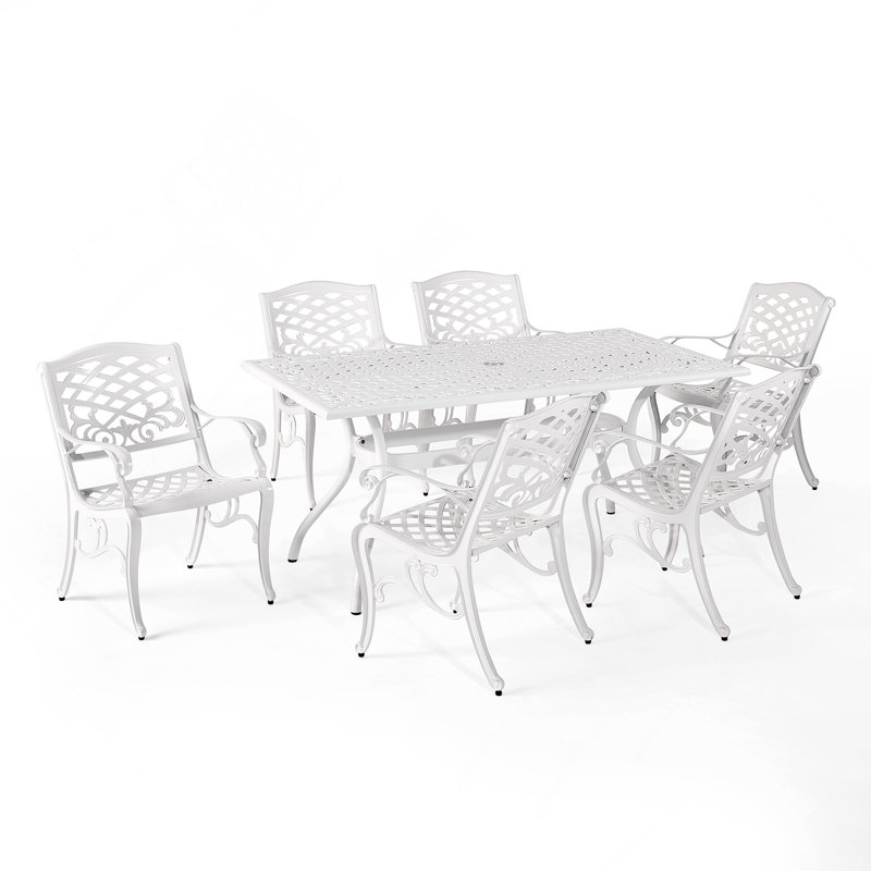 Ensemble repas d'extérieur 7 pièces, White