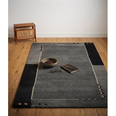Gray 8' x 11' Wool Handmade Tibbati Contemporary Rectangle Indoor Area Rug