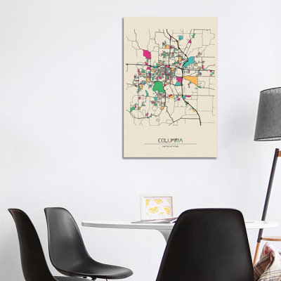 Columbia, Missouri Map by Ayse Deniz Akerman - Wrapped Canvas Gallery-Wrapped Canvas Giclée